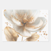 Elegant Gold & White Poppy Wedding Wrapping Paper ラッピングペーパーシート (正面2)