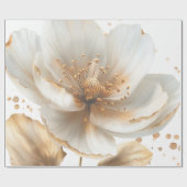 Elegant Gold & White Poppy Wedding Wrapping Paper ラッピングペーパー (フラット)