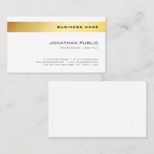 elegant Gold White Simple Template Companyモダン 名刺 (正面/裏面)