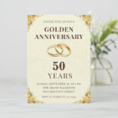 Elegant Golden 50th Wedding Anniversary Invitation 招待状 (スタンド正面)
