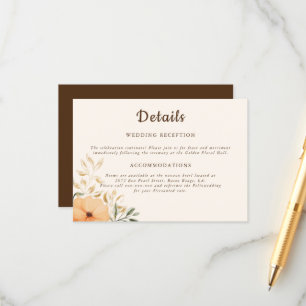 Elegant Golden Autumn Blossom Wedding Details エンクロージャーカード