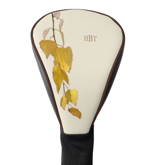 Elegant Golden Birch Leaf Personalized Christmas   ゴルフヘッドカバー