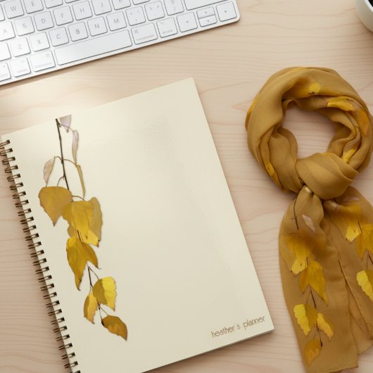 Elegant Golden Birch Leaf Personalized Christmas   プランナー手帳