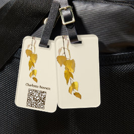 Elegant Golden Birch Leaves Christmas Gift ラゲッジタグ