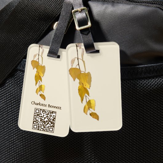 Elegant Golden Birch Leaves Christmas Gift ラゲッジタグ