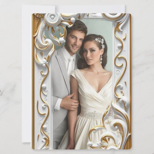 "Elegant Golden Botanical Wedding Invitation - Foi (裏面)