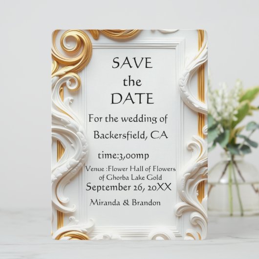 "Elegant Golden Botanical Wedding Invitation - Foi (スタンド正面)