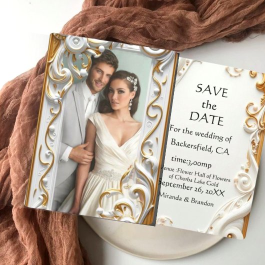 "Elegant Golden Botanical Wedding Invitation - Foi