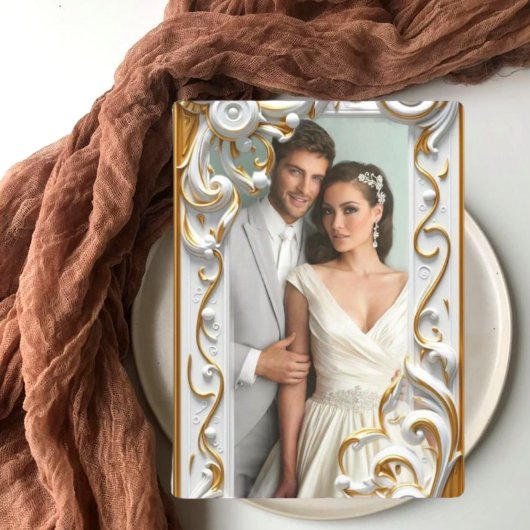 "Elegant Golden Botanical Wedding Invitation - Foi