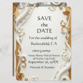 "Elegant Golden Botanical Wedding Invitation - Foi (正面/裏面)