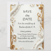 "Elegant Golden Botanical Wedding Invitation - Foi (正面)