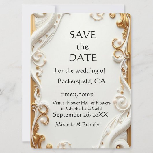 "Elegant Golden Botanical Wedding Invitation - Foi (正面)