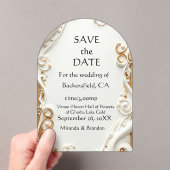 "Elegant Golden Botanical Wedding Invitation - Foi アクリル招待状 (インサイチュ (ポータブル))