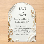 "Elegant Golden Botanical Wedding Invitation - Foi アクリル招待状 (正面)