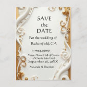 "Elegant Golden Botanical Wedding Invitation - Foi インビテーションポストカード (正面)