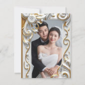 "Elegant Golden Botanical Wedding Invitation - Foi 招待状 (裏面)