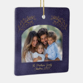 Elegant Golden Branches Arch Photo Blue セラミックオーナメント (右)