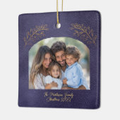 Elegant Golden Branches Arch Photo Blue セラミックオーナメント (左)