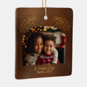 Elegant Golden Branches Arch Photo Brown  セラミックオーナメント (右)