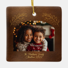 Elegant Golden Branches Arch Photo Brown  セラミックオーナメント