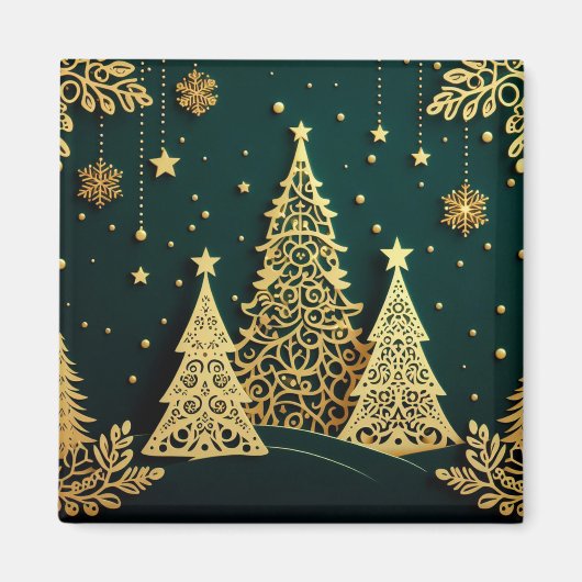 Elegant Golden Christmas Tree Pattern マグネット (正面)