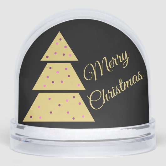 Elegant Golden Christmas Tree Snow Globe (正面)