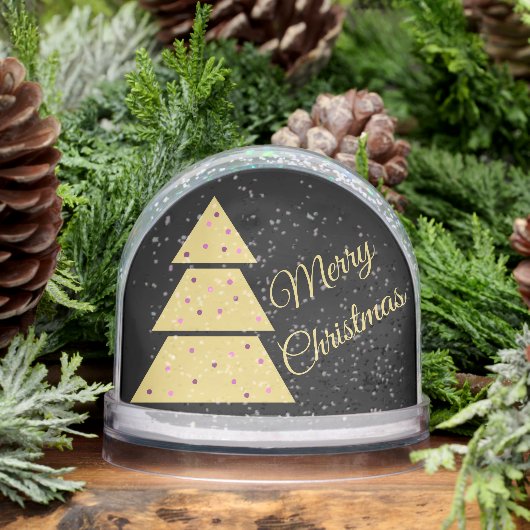 Elegant Golden Christmas Tree Snow Globe (冬)