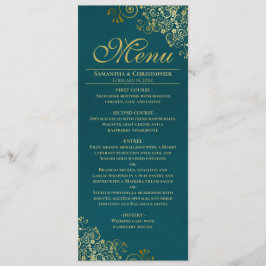 Elegant Golden Curls & Swirls on Teal Wedding メニュー
