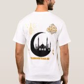Elegant Golden Eid Mubarak Mosque Moon Celebration Tシャツ (裏面)