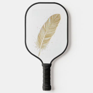 Elegant Golden Feather Illustration - Aesthetic Pi ピックルボールラケット
