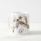Elegant Golden Feather Swirl Coffee Art Classic コーヒーマグカップ (正面左)