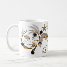 Elegant Golden Feather Swirl Coffee Art Classic コーヒーマグカップ