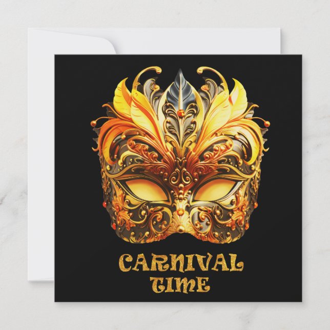 Elegant Golden Feathers Venetian Mask (正面)