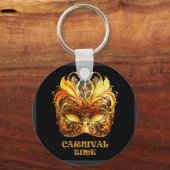 Elegant Golden Feathers Venetian Mask キーホルダー (正面)