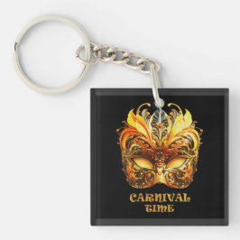 Elegant Golden Feathers Venetian Mask キーホルダー