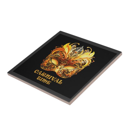 Elegant Golden Feathers Venetian Mask タイル (側面)