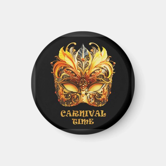 Elegant Golden Feathers Venetian Mask マグネット (正面)