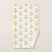 Elegant Golden Fleur de Lis Pattern on White バスタオルセット (ハンドタオル)