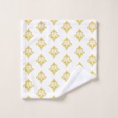 Elegant Golden Fleur de Lis Pattern on White バスタオルセット (ウォッシュタオル)