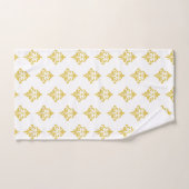 Elegant Golden Fleur de Lis Pattern on White バスタオルセット (ハンドタオル)