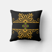 Elegant Golden Floral Ornament Baroque Style クッション (裏面)