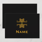 Elegant Golden Floral Ornament Baroque Style 招待状 (正面/裏面)