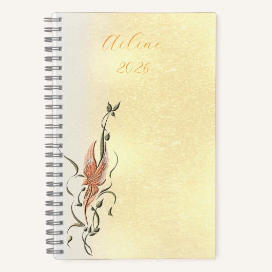 Elegant Golden Floral Vine spiral notebook  ノートブック (正面)