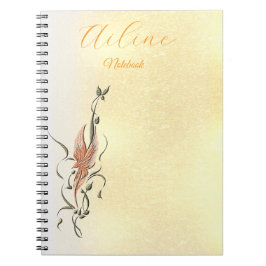 Elegant Golden Floral Vine Spiral Photo Notebook ノートブック