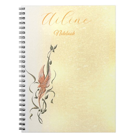 Elegant Golden Floral Vine Spiral Photo Notebook ノートブック (正面)