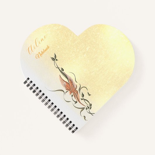 Elegant Golden Floral Vine Spiral Photo Notebook ノートブック (正面)