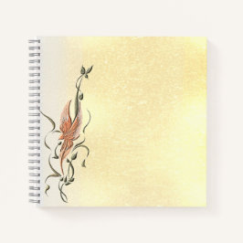 Elegant Golden Floral Vine Spiral Photo Notebook ノートブック