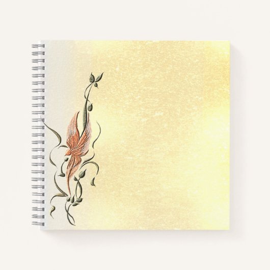 Elegant Golden Floral Vine Spiral Photo Notebook ノートブック (正面)