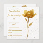 Elegant Golden Flower Flat Save The Date Card セーブザデート (正面/裏面)