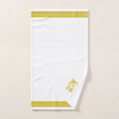 Elegant Golden Flower, Monogram & Stripe on White バスタオルセット (ハンドタオル)